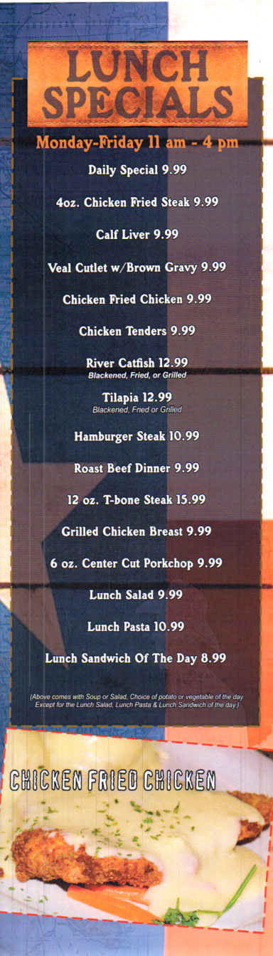 Lunch Specials at Texas A1 Steaks & Seafood in Portland & Corpus Christi,Texas.