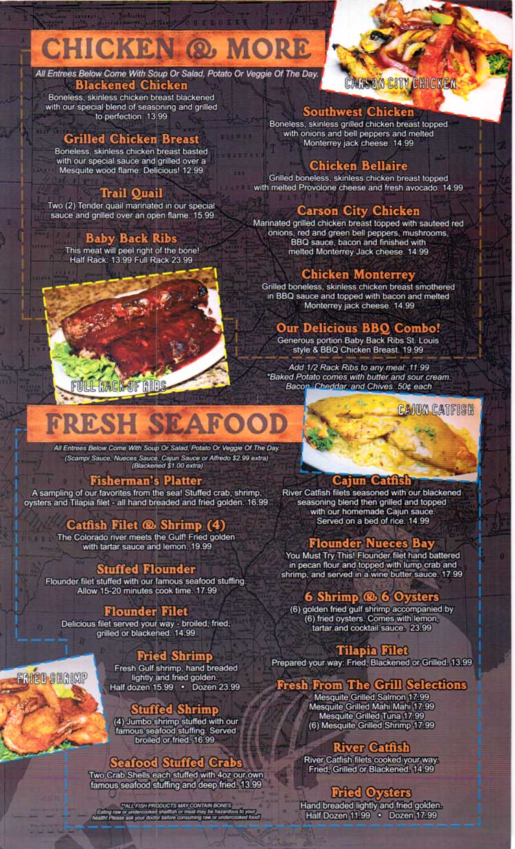 Texas A1 Steaks & Seafood Restaurant in Portland & Corpus Christi - Menu