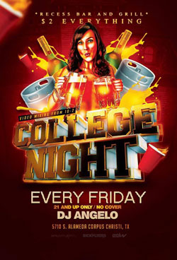 College Night at Recess Bar & Grill in Corpus Christi, Texas.